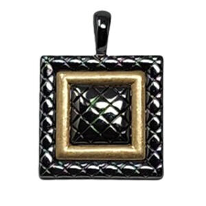 Lia Sophia "Stitch" Necklace Pendant Slide - Square, Gun Metal Black, Gold